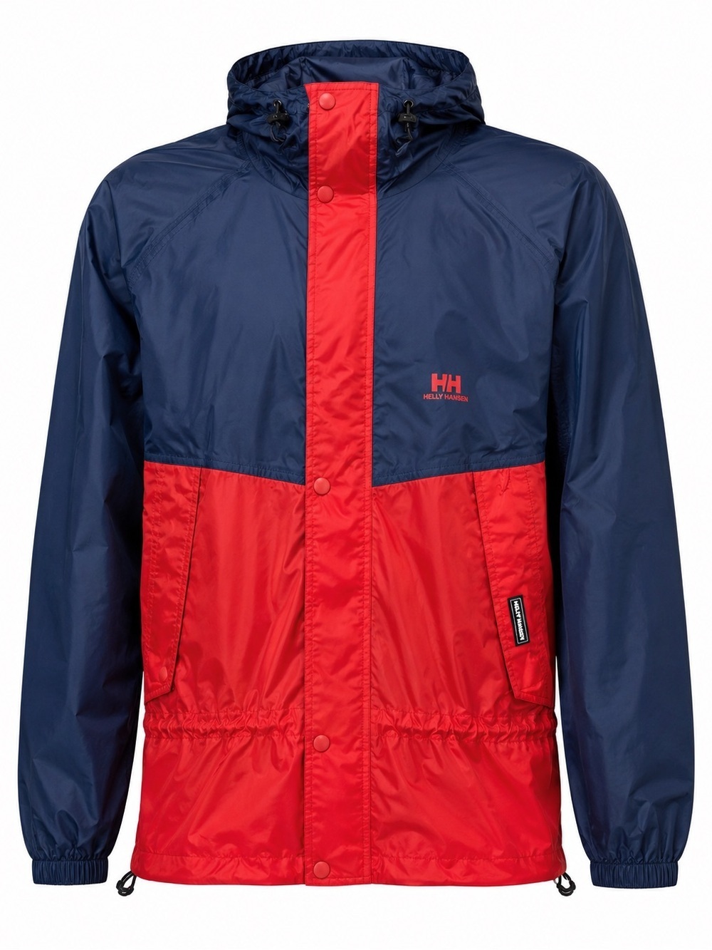 Helly Hansen Men's Blue Red Color Block Nylon Hooded Jacket Size Small